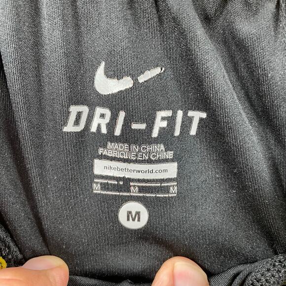 Nike Dri-Fit Live Strong Gym Shorts Men's Medium Black/Yellow Stretch Active - Picture 7 of 10